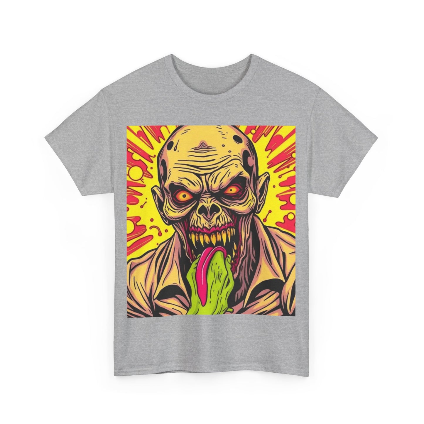 UK - Zombie Graphic Unisex Heavy Cotton Tee - Perfect for Halloween and Horror Fans