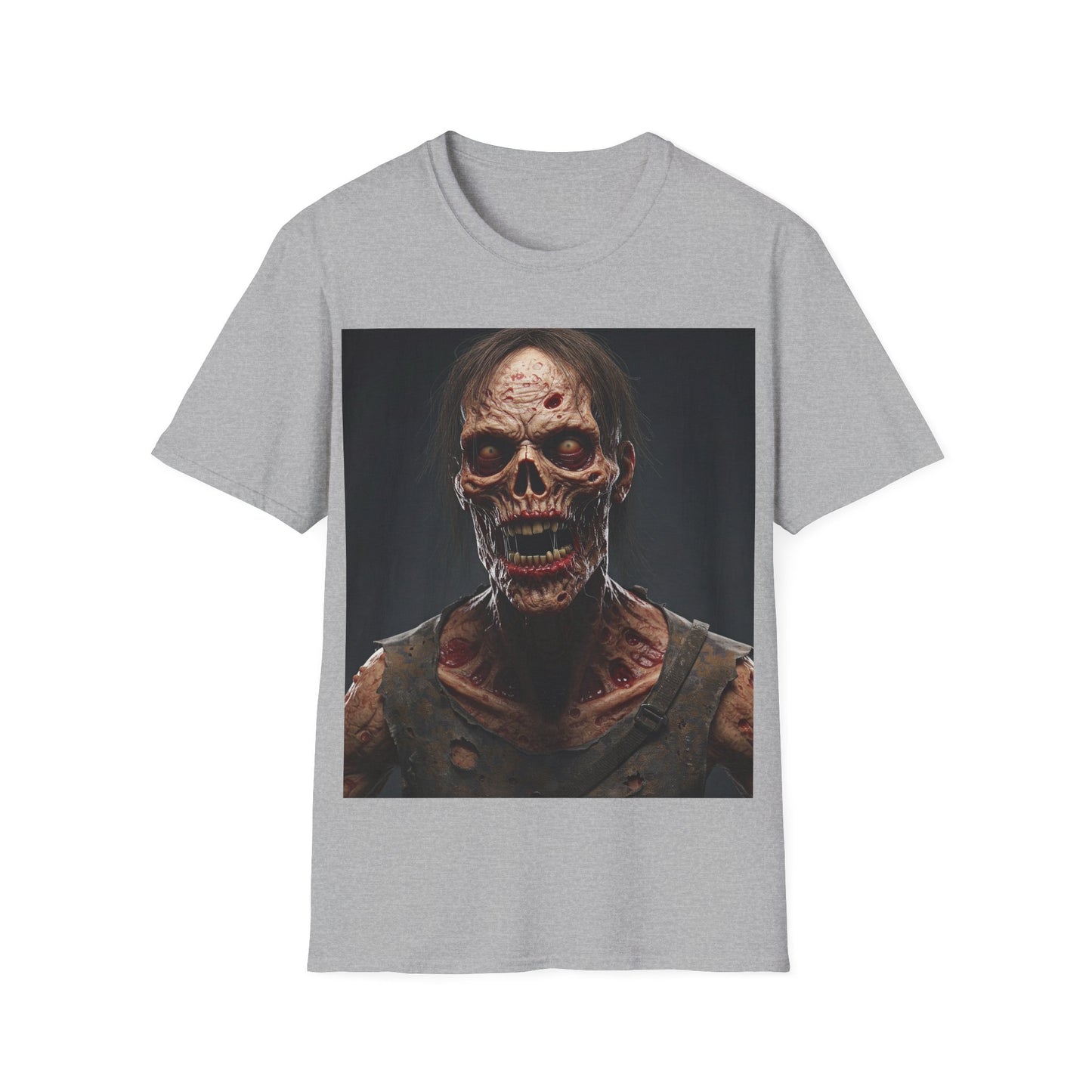 UK - Terrifying Zombie Apocalyptic Portrait Tee, bold, decaying zombie graphic