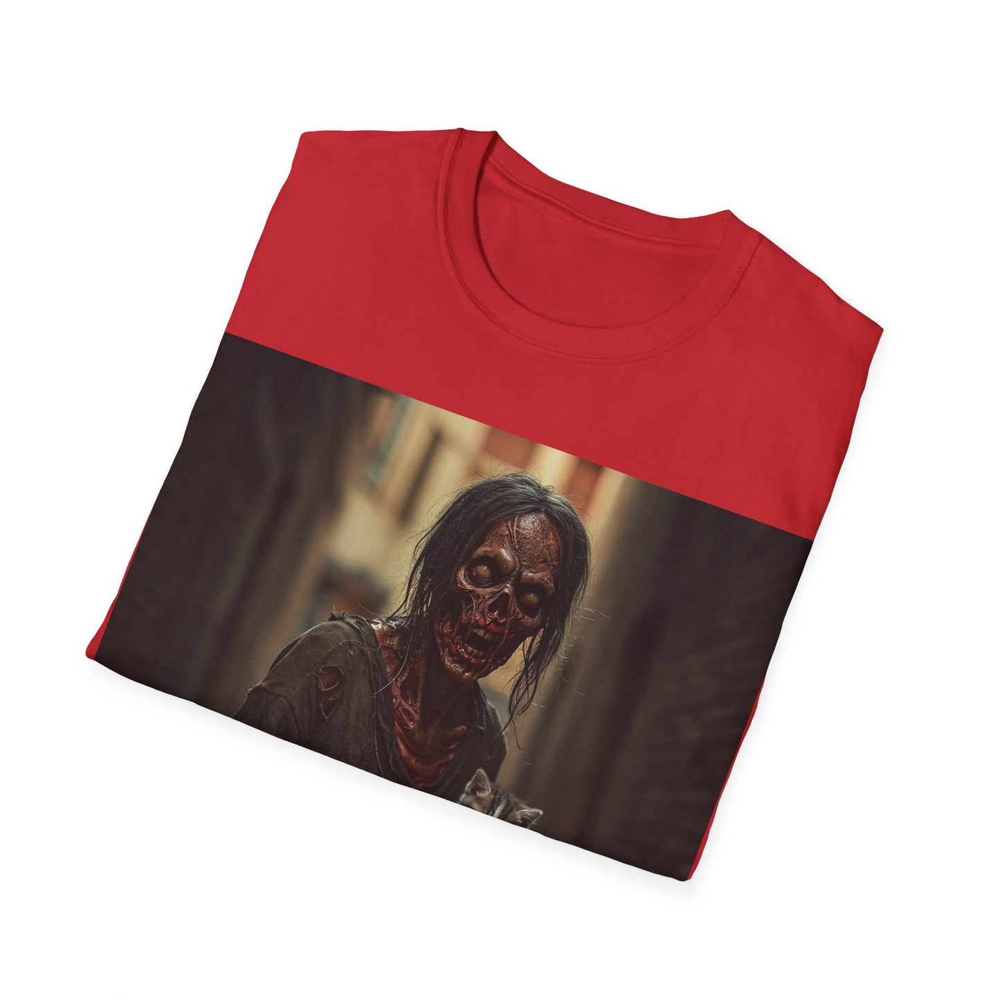 UK - Zombie Cat Lover Apocalyptic Portrait Tee, bold, decaying zombie graphic