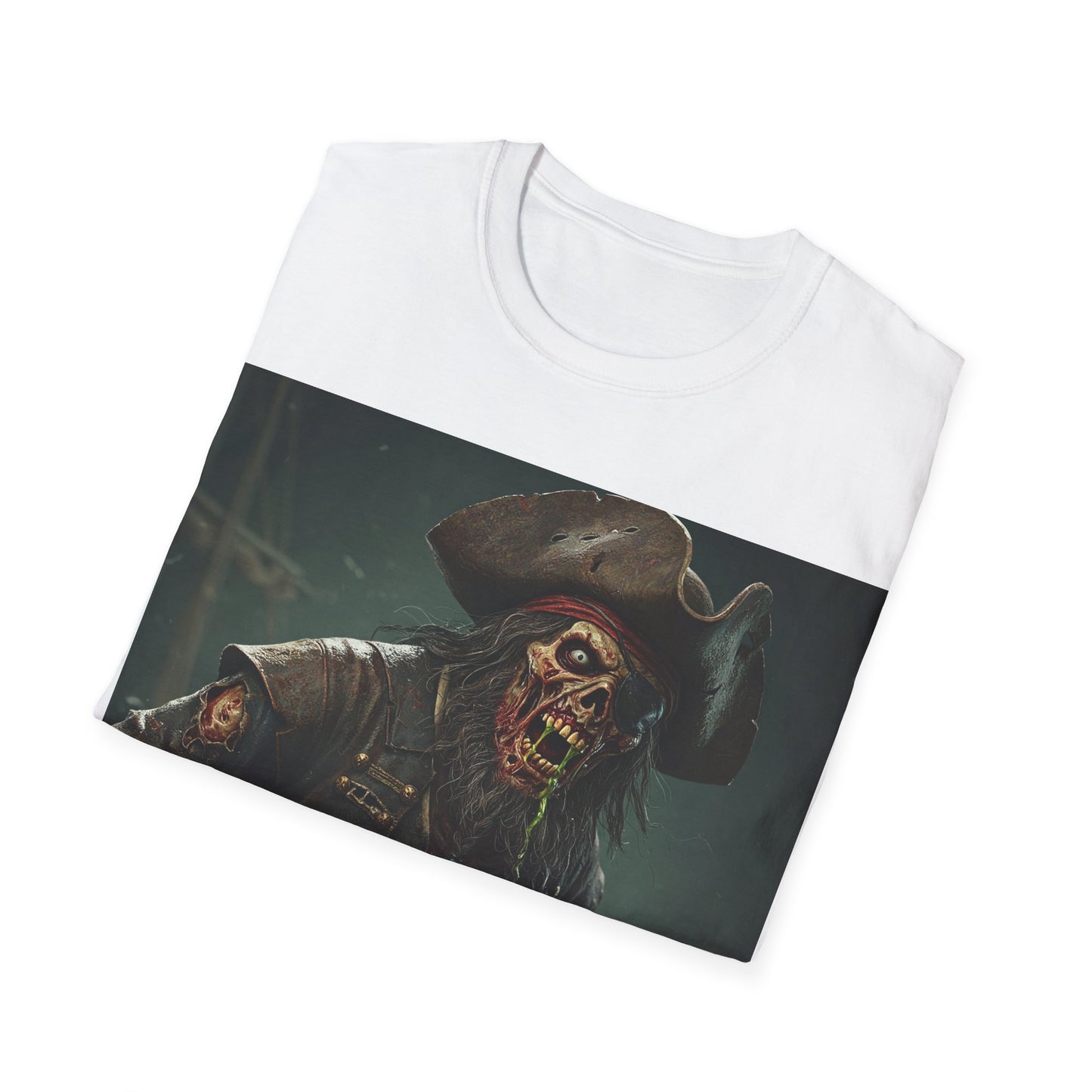 UK - Zombie Pirate Graphic Unisex T-Shirt - Perfect for Halloween and Casual Wear