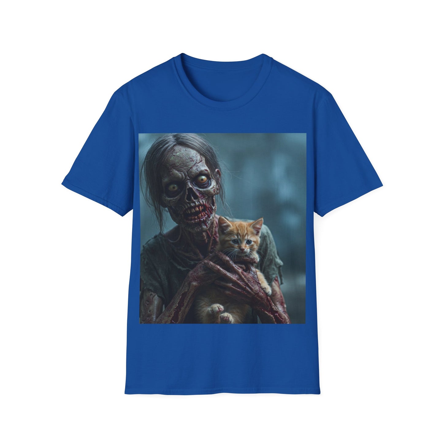 UK - Zombie Cat Lover Apocalyptic Portrait Tee, bold, decaying zombie graphic