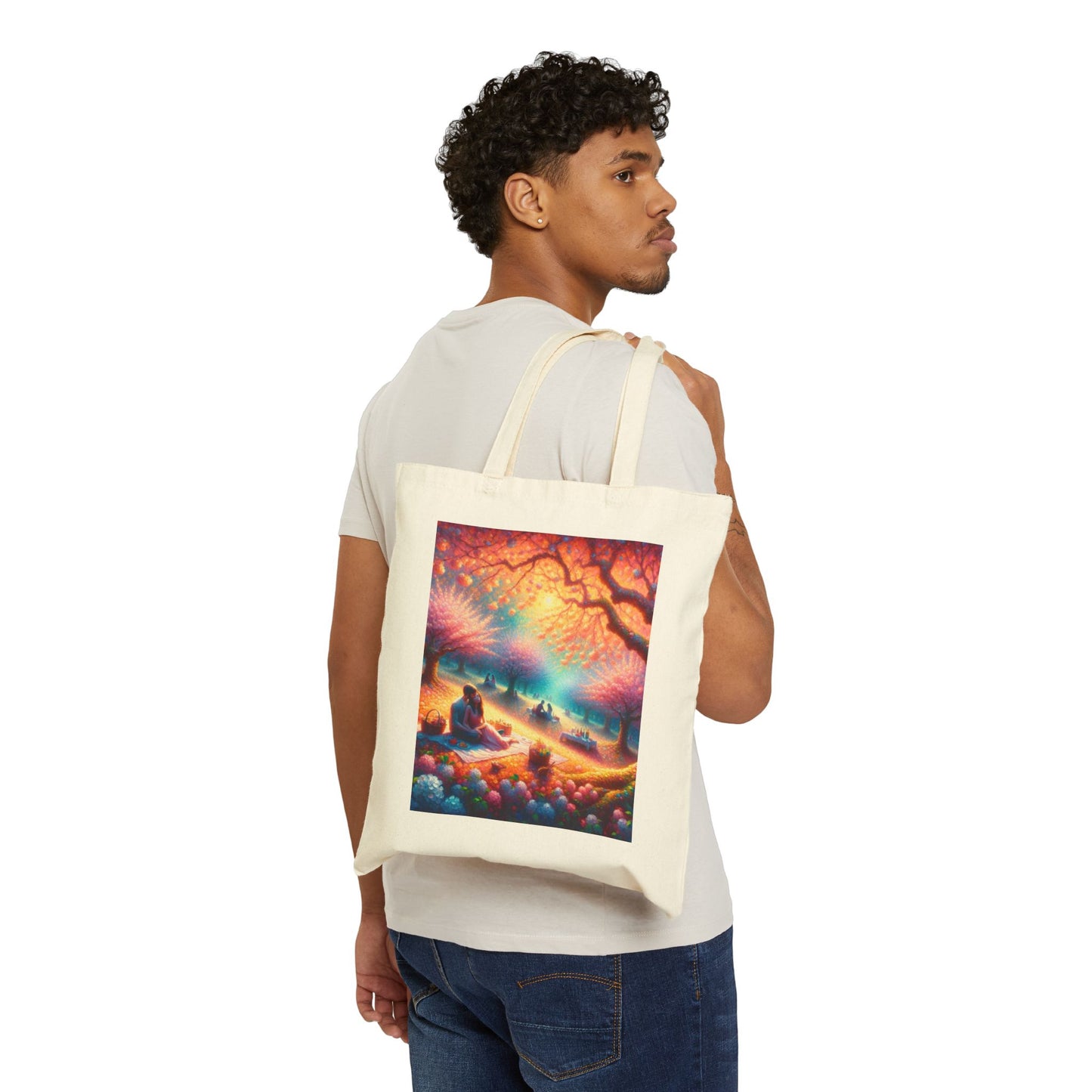 Colorful Buddha Meditation Cotton Canvas Tote Bag – Eco-Friendly & Stylish