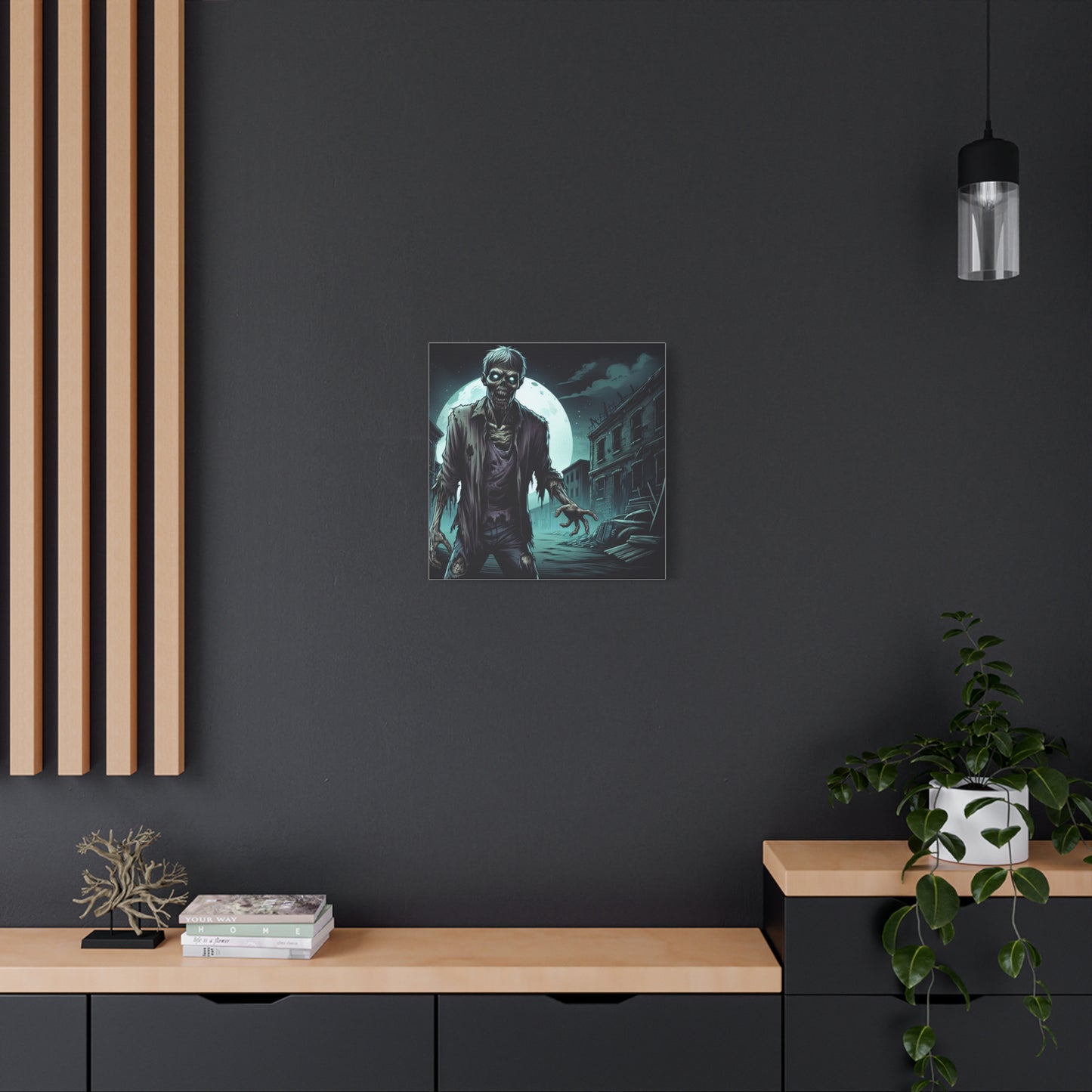 Zombie Moon Canvas Wall Art - Horror Decor for Halloween