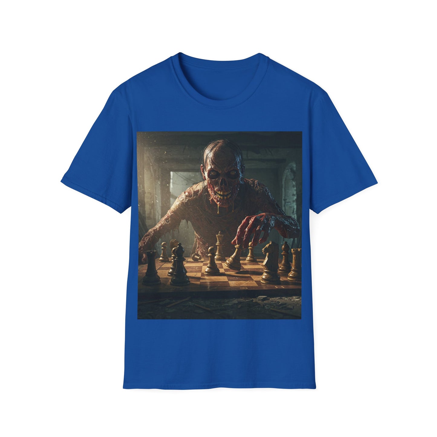 UK - Zombie Chess Apocalyptic Portrait Tee, bold, decaying zombie graphic