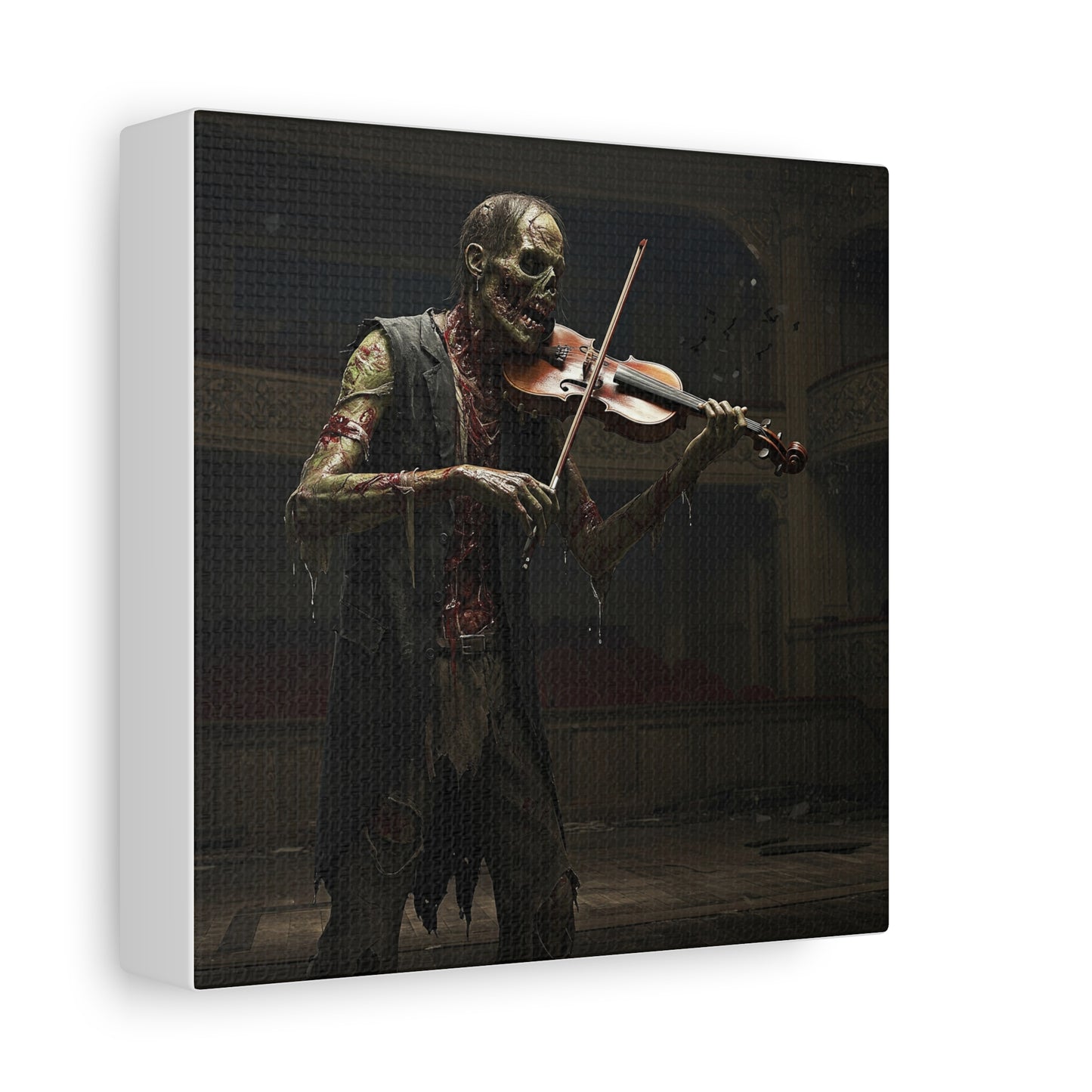 Zombie Violinist Canvas Wall Art - Spooky Home Decor for Halloween