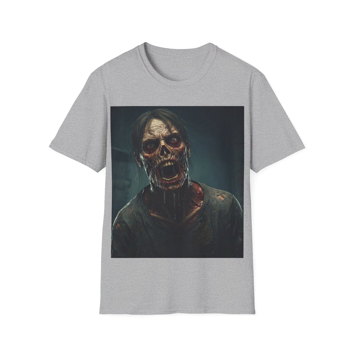 UK - Zombie Graphic Unisex Softstyle T-Shirt - Perfect for Halloween Horror Fans