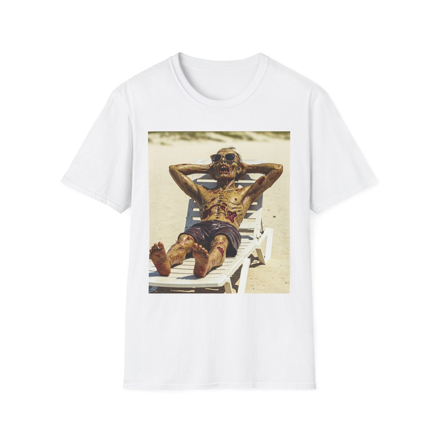 Chillin' Skeleton Unisex Softstyle T-Shirt - Perfect for Halloween & Casual Wear