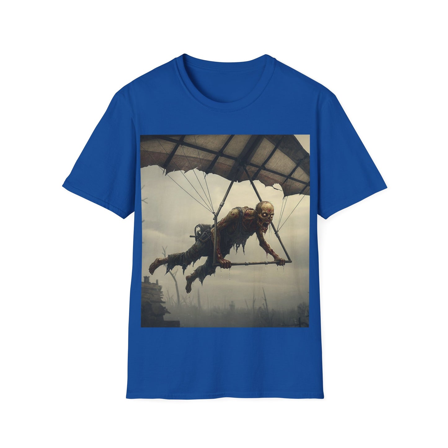 UK - Zombie Parachute Unisex Softstyle T-Shirt - Perfect for Halloween and Horror Fans