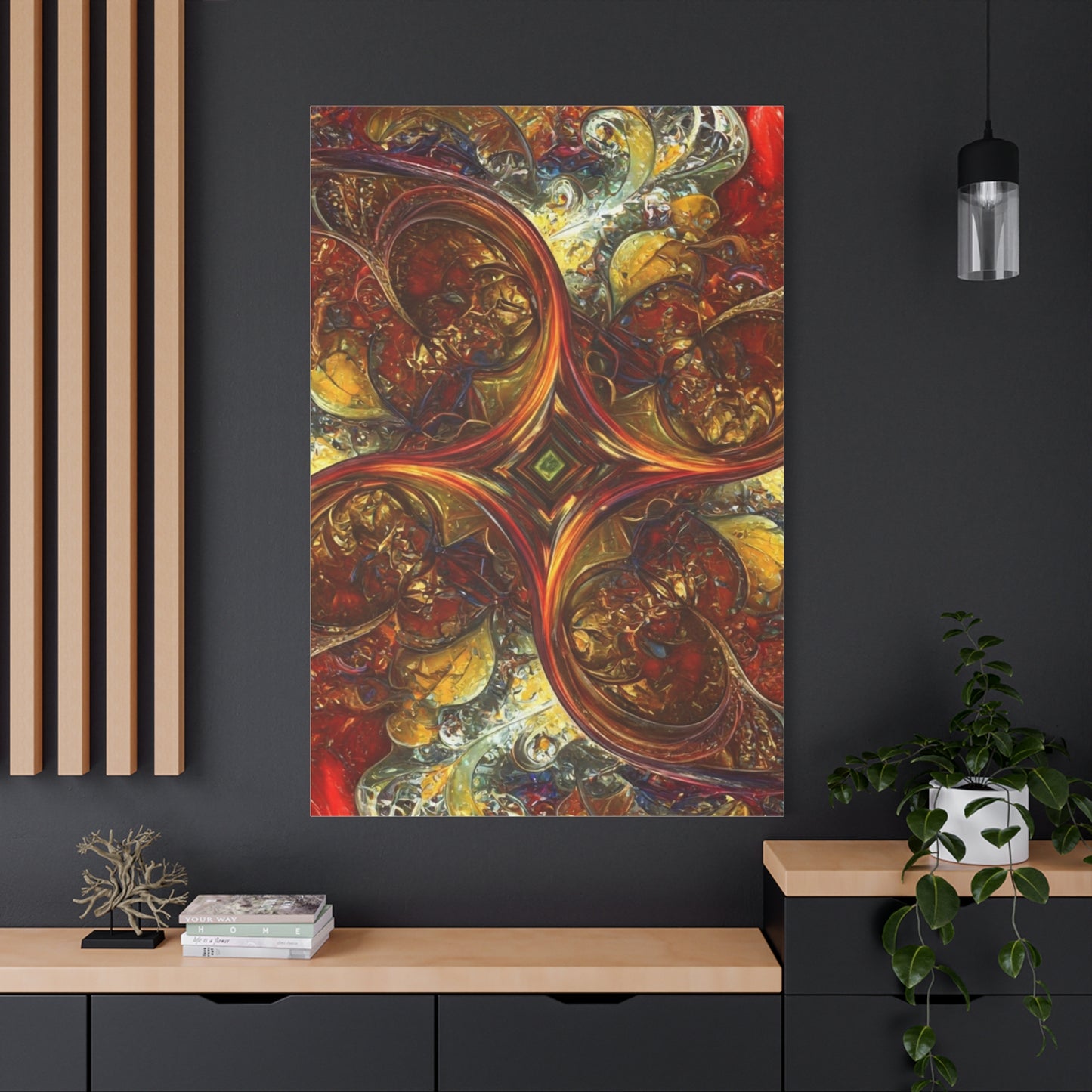 Abstract Art Matte Canvas Wall Decor - Vibrant Fractal Design, Colorful Home Accent