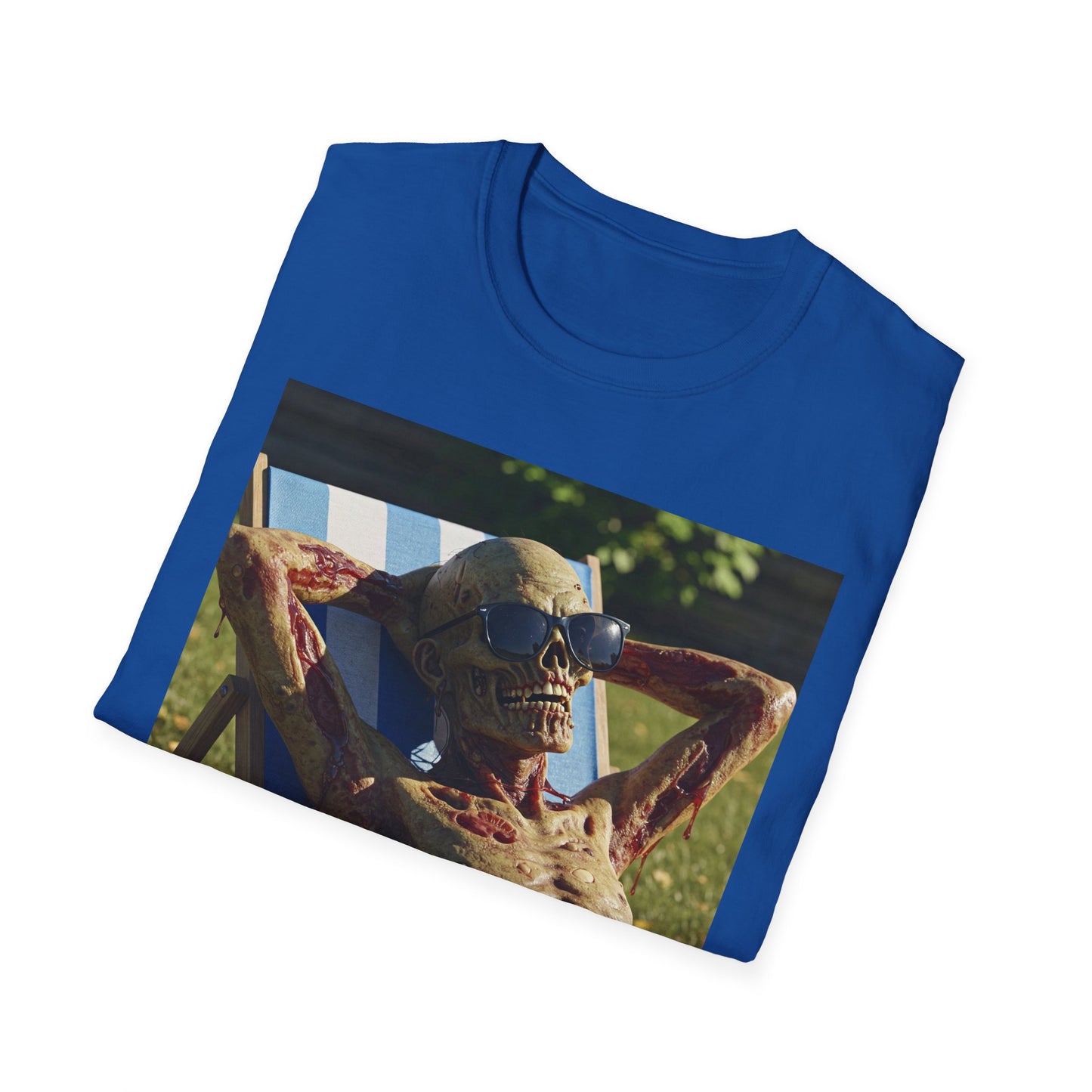 Chillin' Skeleton Unisex Softstyle T-Shirt | Funny Skeleton Beach Tee