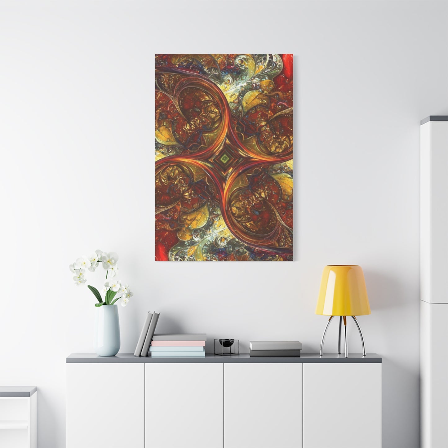 Abstract Art Matte Canvas Wall Decor - Vibrant Fractal Design, Colorful Home Accent