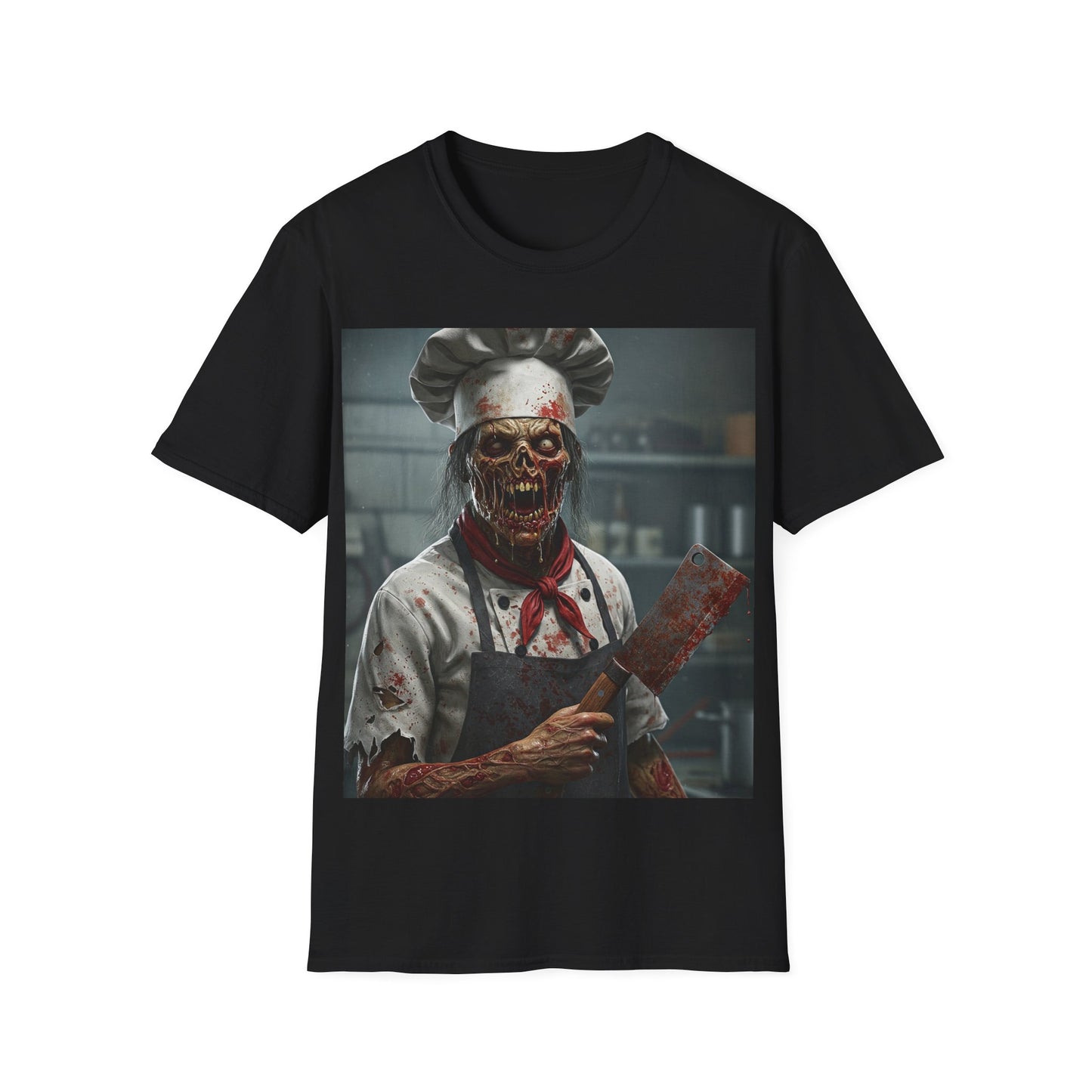 UK - Spooky Chef Apocalyptic Portrait Tee, bold, decaying zombie graphic