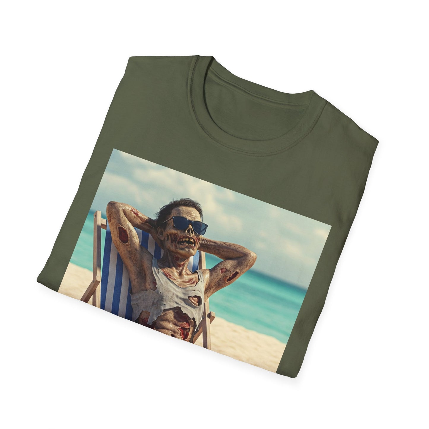 Chill Vibes Apocalyptic Portrait Tee, bold, decaying zombie graphic