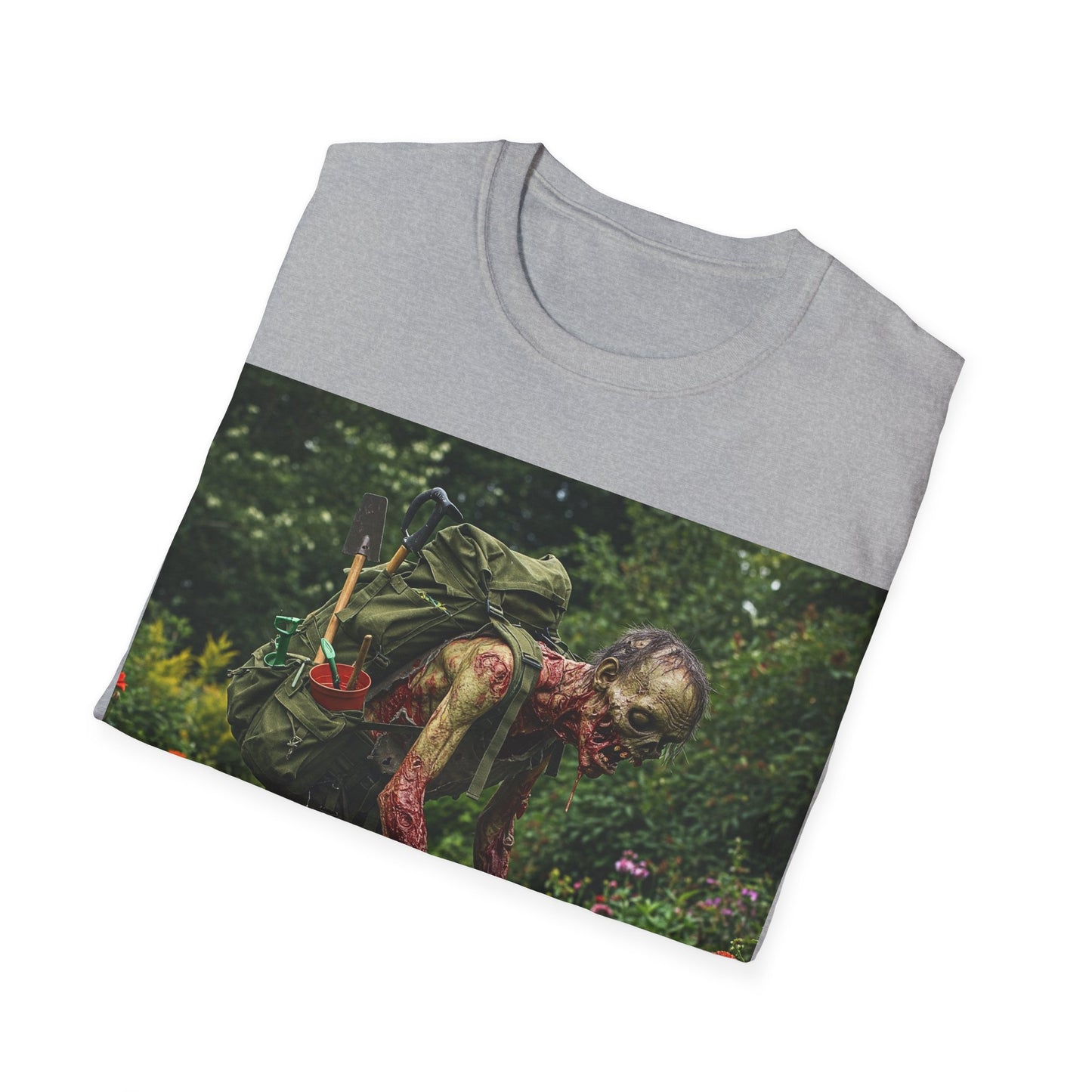 UK - Garden Zombie Unisex Softstyle T-Shirt - Perfect for Halloween and Horror Fans