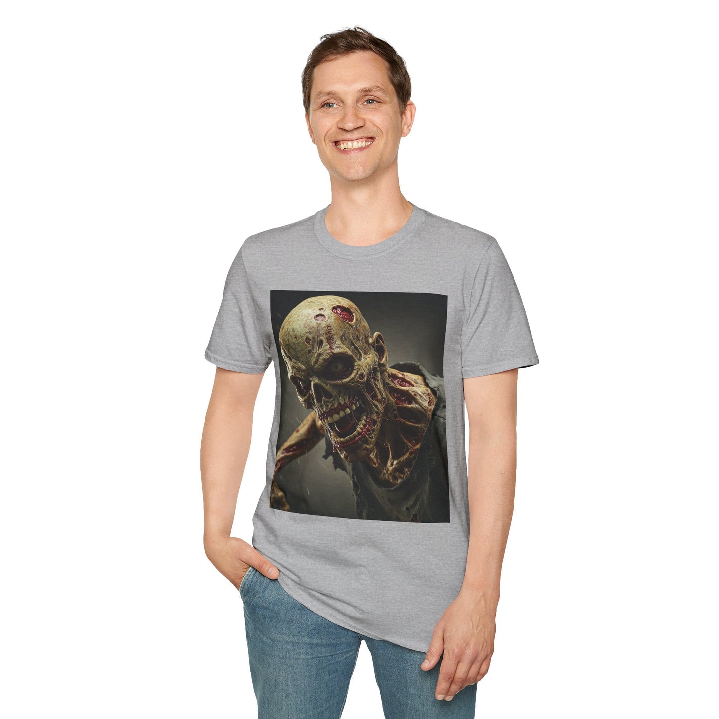 Zombie Skull Unisex Softstyle T-Shirt - Spooky Halloween Tee