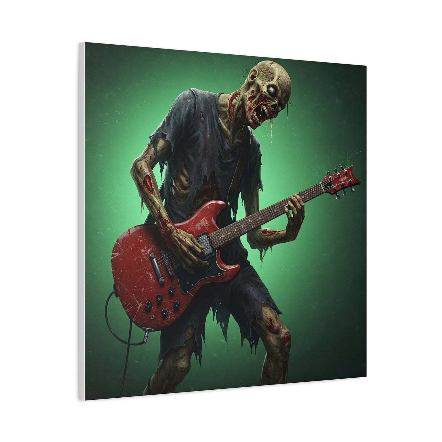 Zombie Rocker Canvas Wall Art - Edgy Decor for Music Lovers