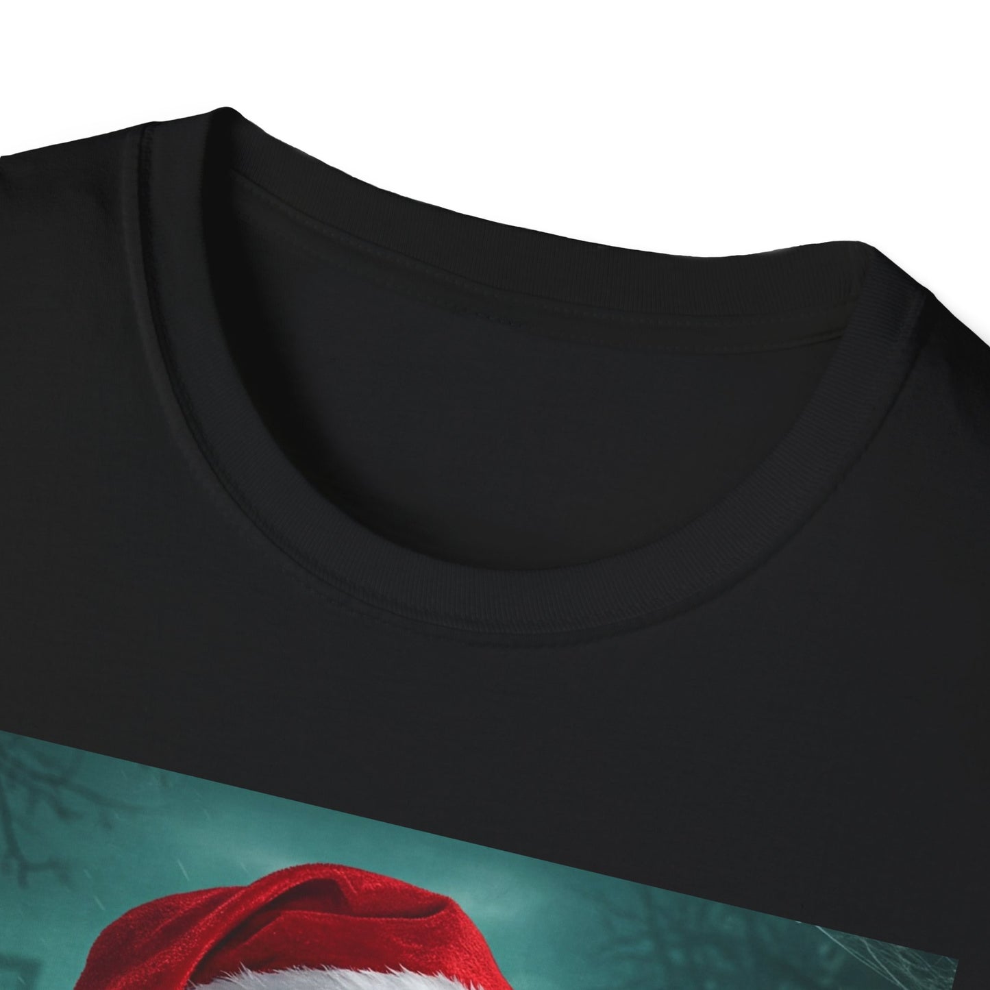 Cat Funny Santa Skeleton Apocalyptic Portrait Tee, bold, decaying zombie graphic