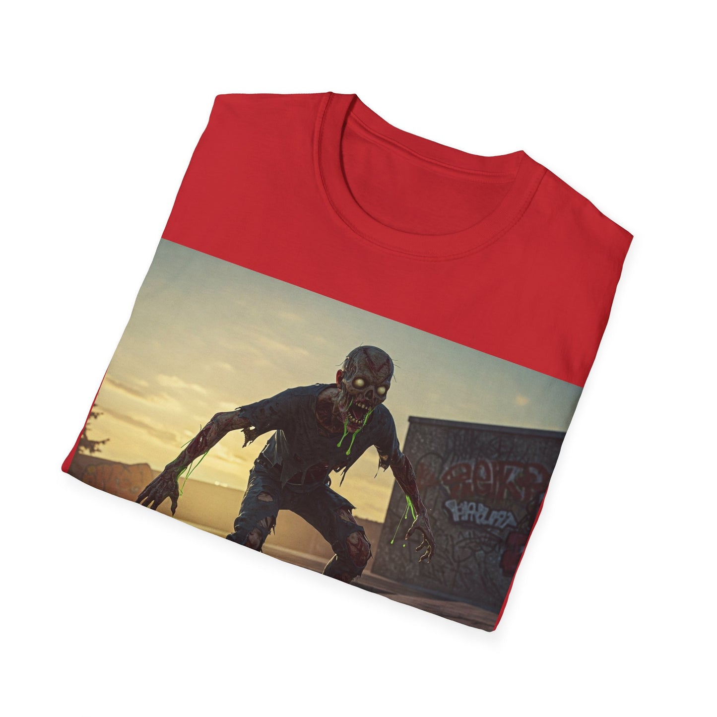 UK - Skateboard Zombie Unisex Softstyle T-Shirt | Casual Graphic Tee for Skaters