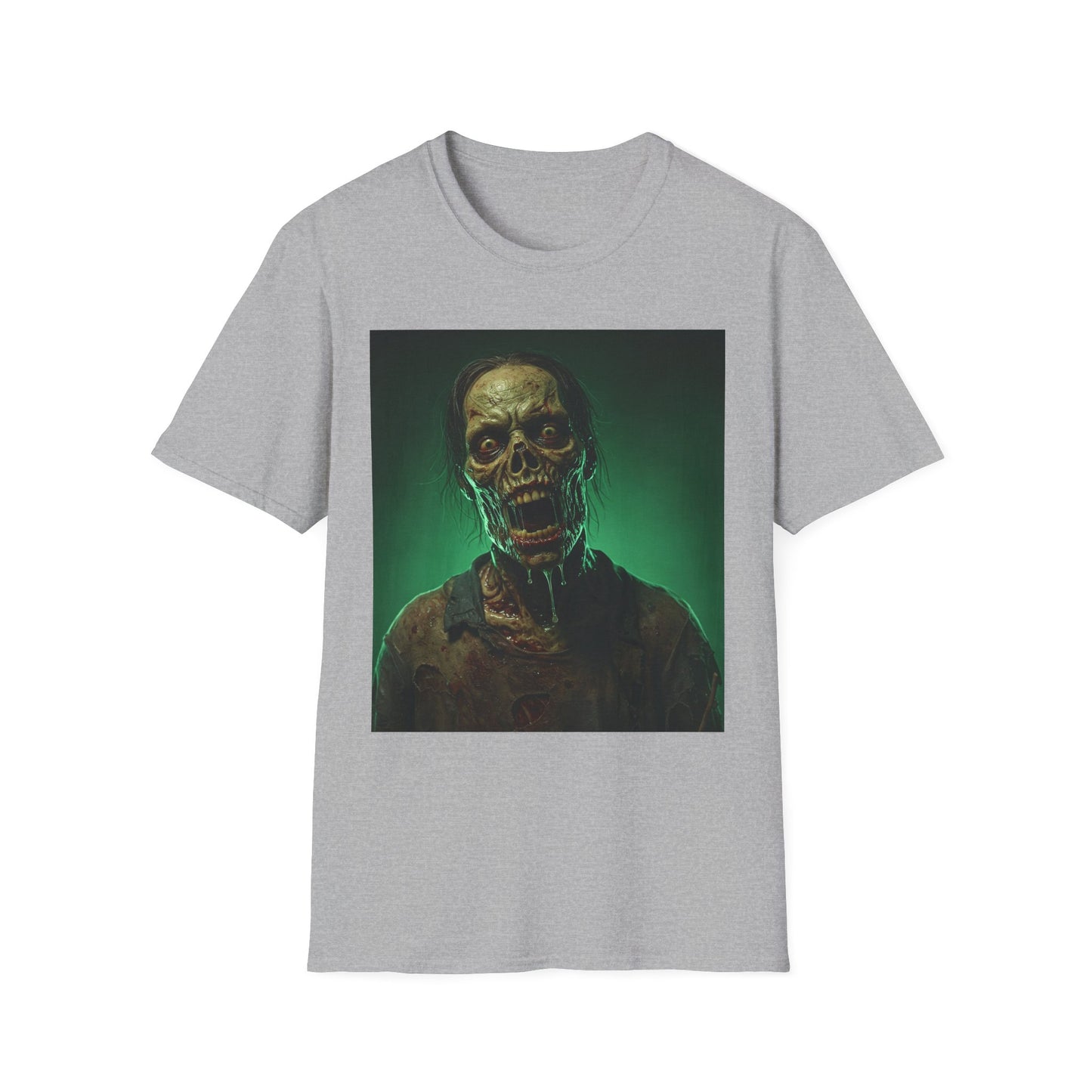 Apocalyptic Portrait Tee, bold, decaying zombie graphic