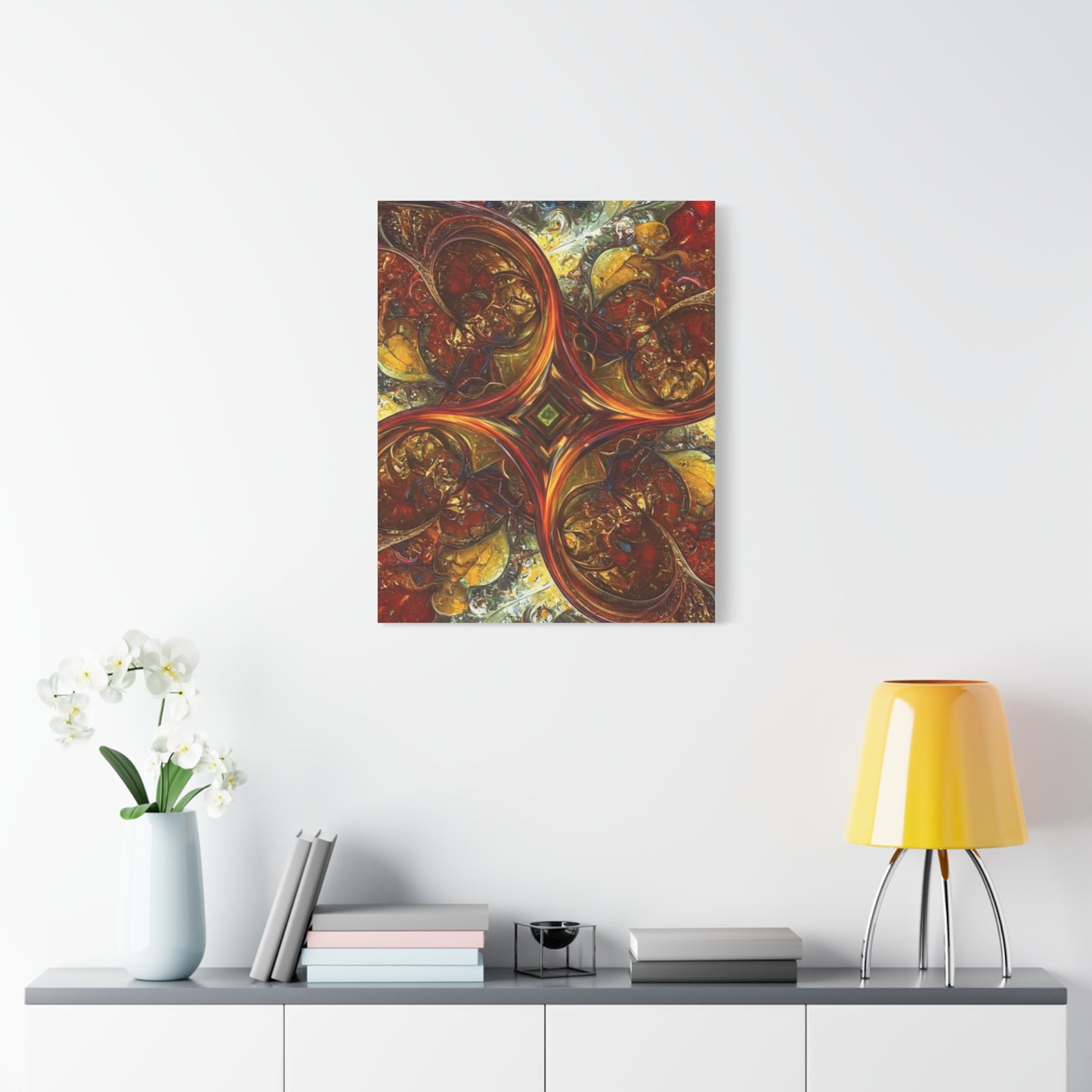 Abstract Art Matte Canvas Wall Decor - Vibrant Fractal Design, Colorful Home Accent