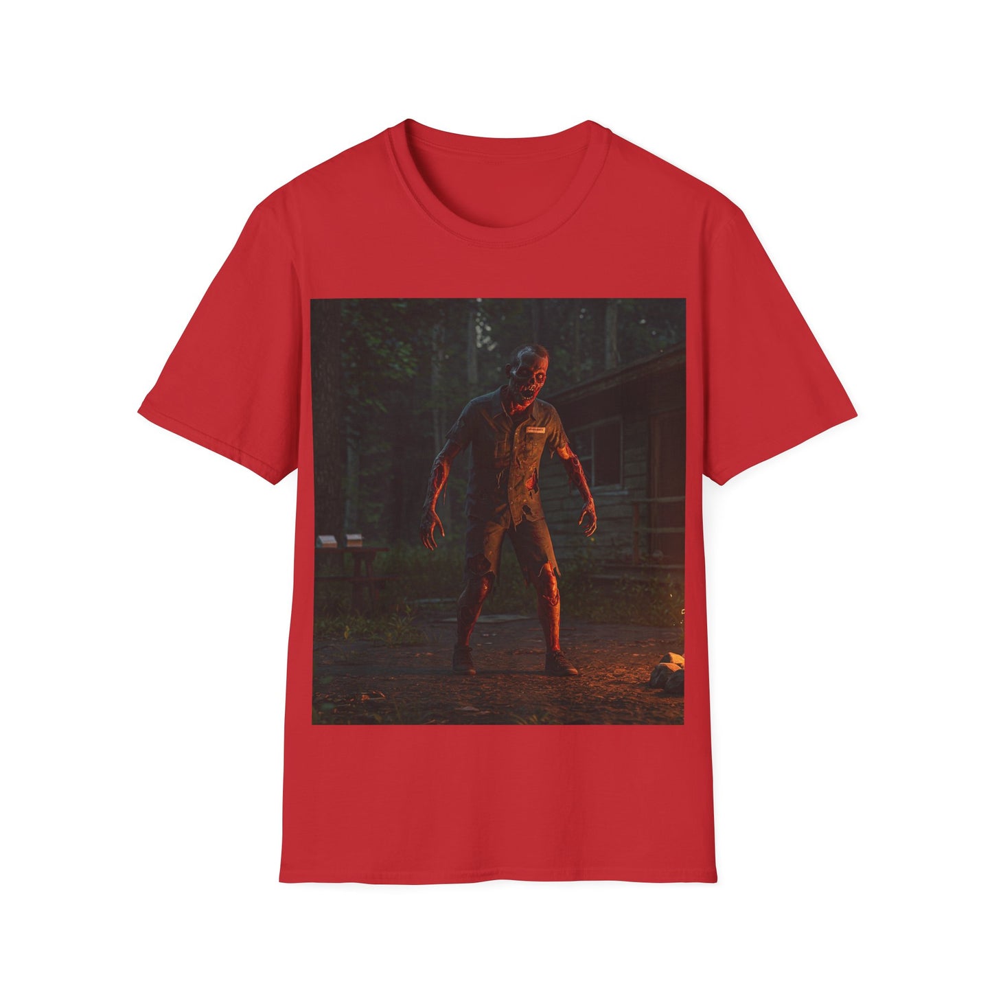 UK - Horror-Themed Unisex Softstyle T-Shirt - Creepy Zombie Design