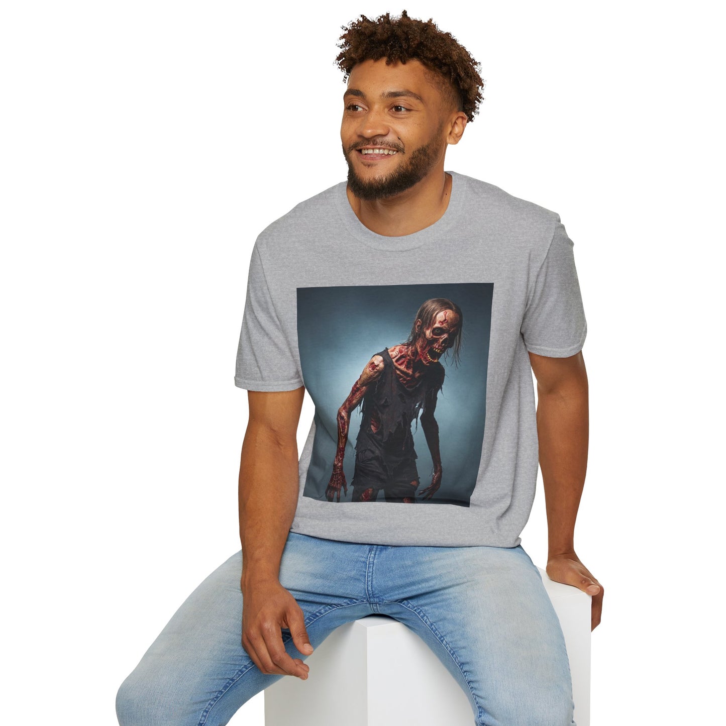 Zombie Graphic Unisex Softstyle T-Shirt - Perfect for Halloween and Horror Fans