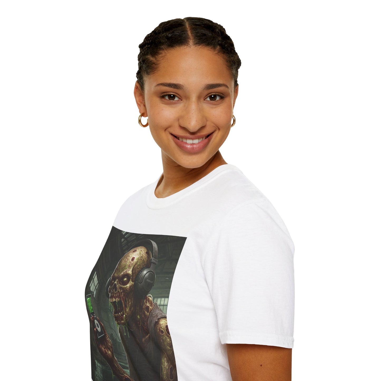 Zombie Listening to Music Unisex Softstyle T-Shirt