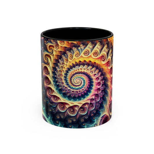 Colorful Swirl Accent Coffee Mug - Unique Spiral Design for Art Lovers