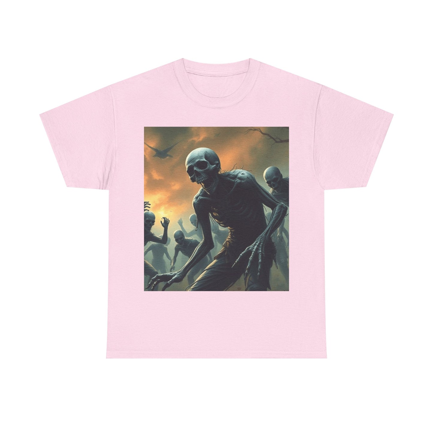 UK - Unisex Heavy Cotton Tee - Eerie Skeleton Design for Halloween Enthusiasts