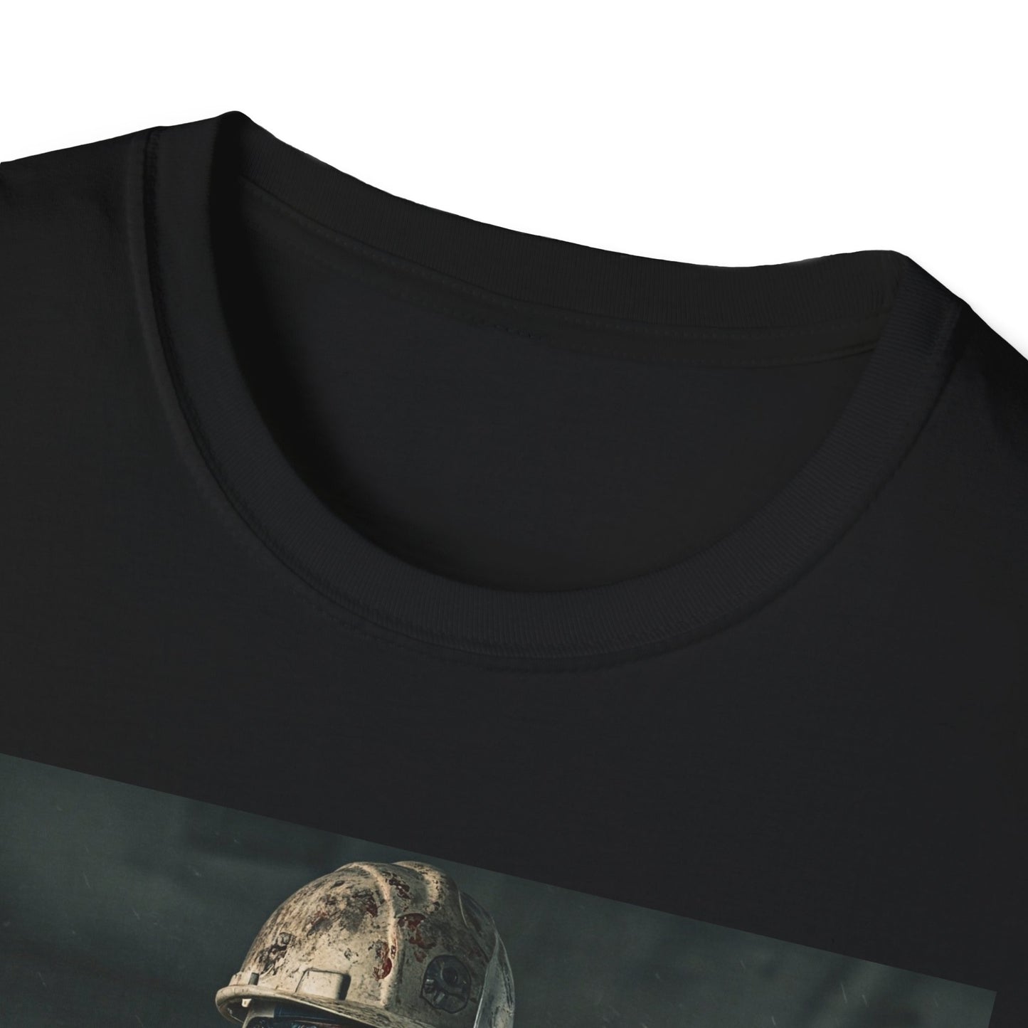 Creepy Construction Worker Graphic Tee | Unisex Softstyle T-Shirt | Perfect for Halloween and Horror Fans
