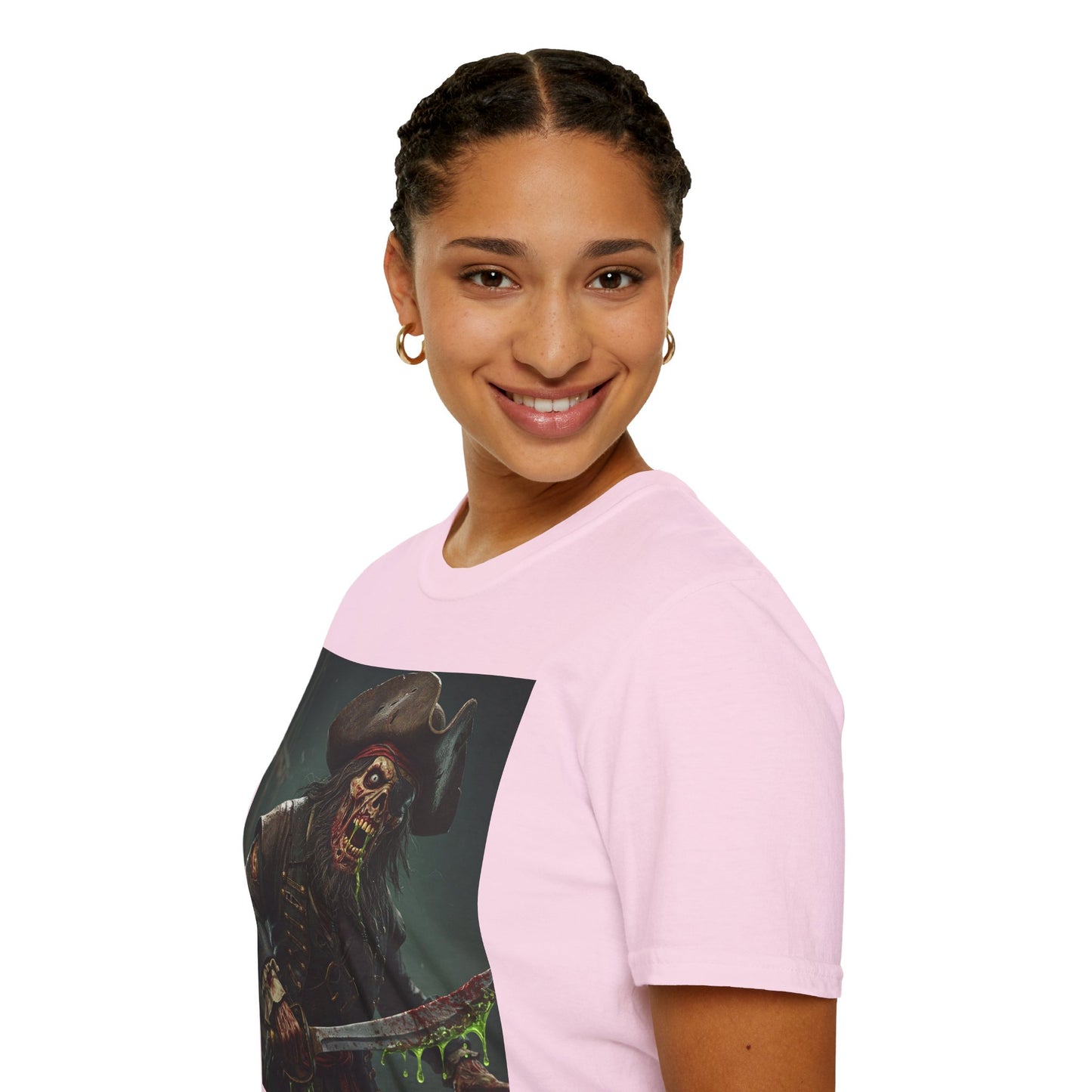 Zombie Pirate Graphic Unisex T-Shirt - Perfect for Halloween and Casual Wear