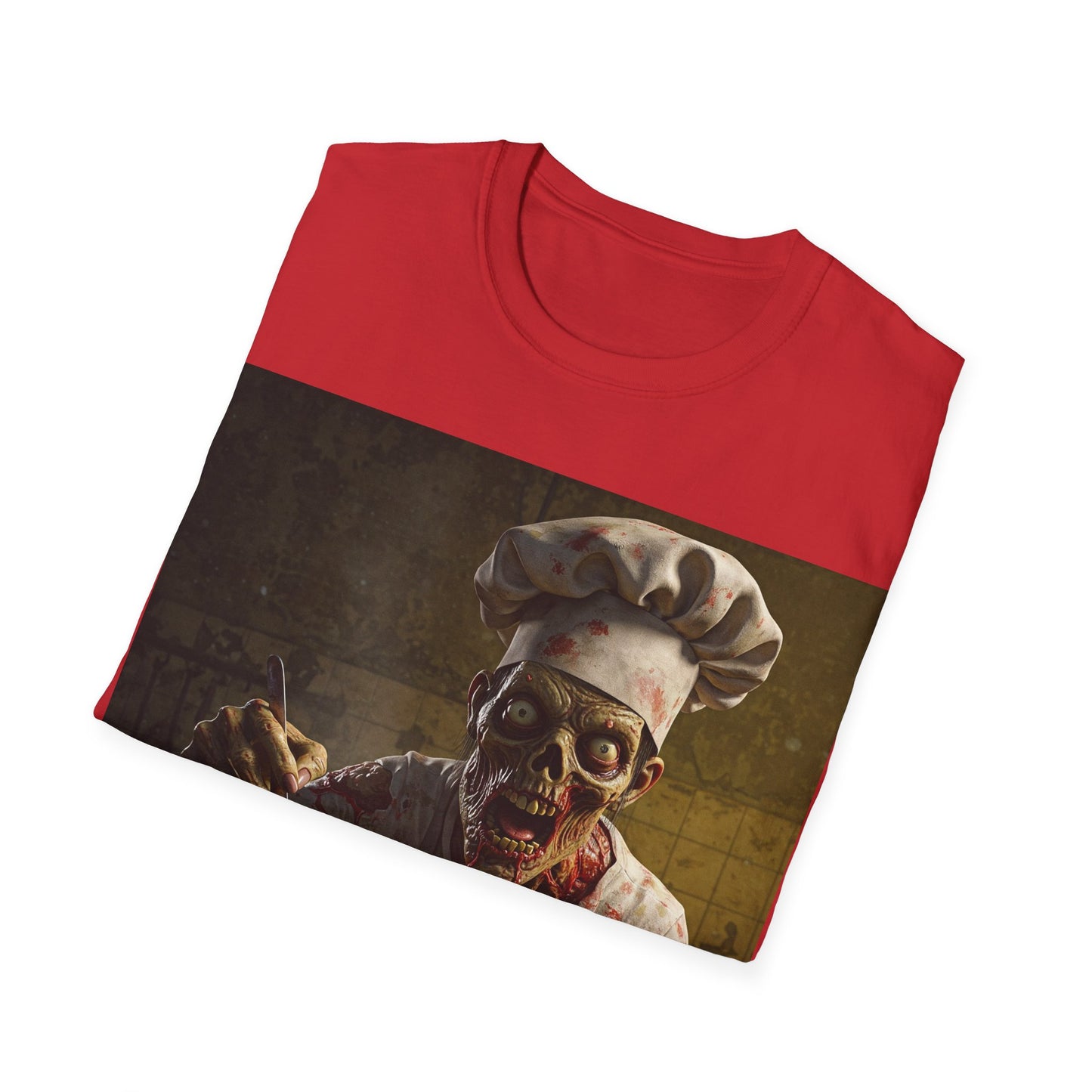 UK - Zombie Chef Apocalyptic Portrait Tee, bold, decaying zombie graphic