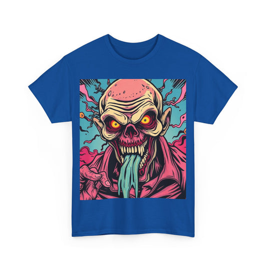 UK - Unisex Heavy Cotton Tee - Retro Zombie Design Graphic Tee for Halloween and Casual Wear