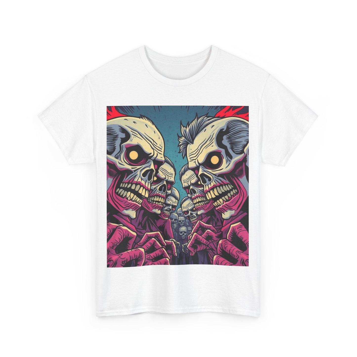 UK - Gothic Skull T-Shirt - Unisex Heavy Cotton Tee for Halloween and Punk Fans