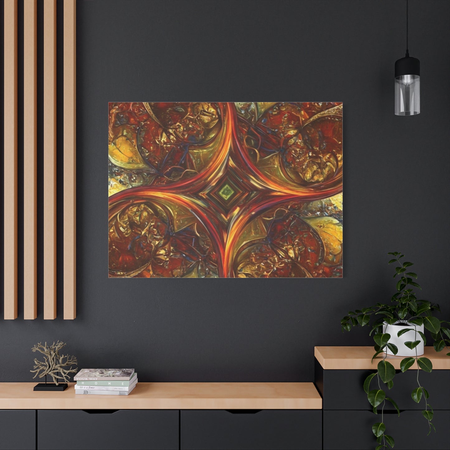 Abstract Art Matte Canvas Wall Decor - Vibrant Fractal Design, Colorful Home Accent