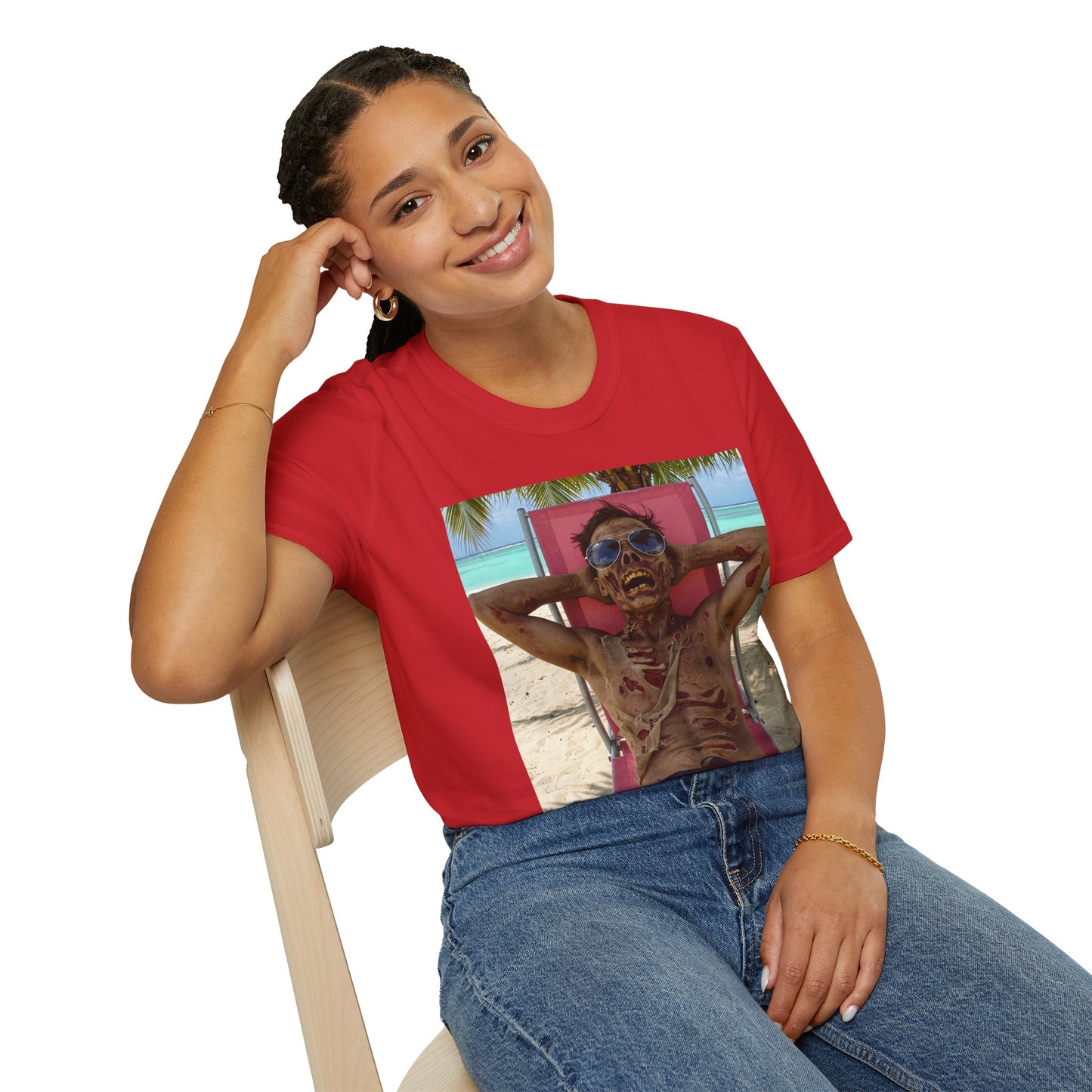 Chill Zombie Unisex Softstyle T-Shirt - Perfect for Beach Days & Halloween