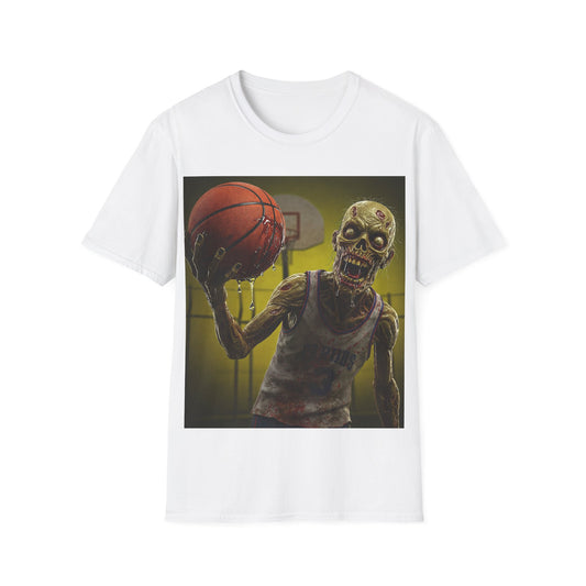 UK - Zombie Basketball Apocalyptic Portrait Tee, bold, decaying zombie graphic