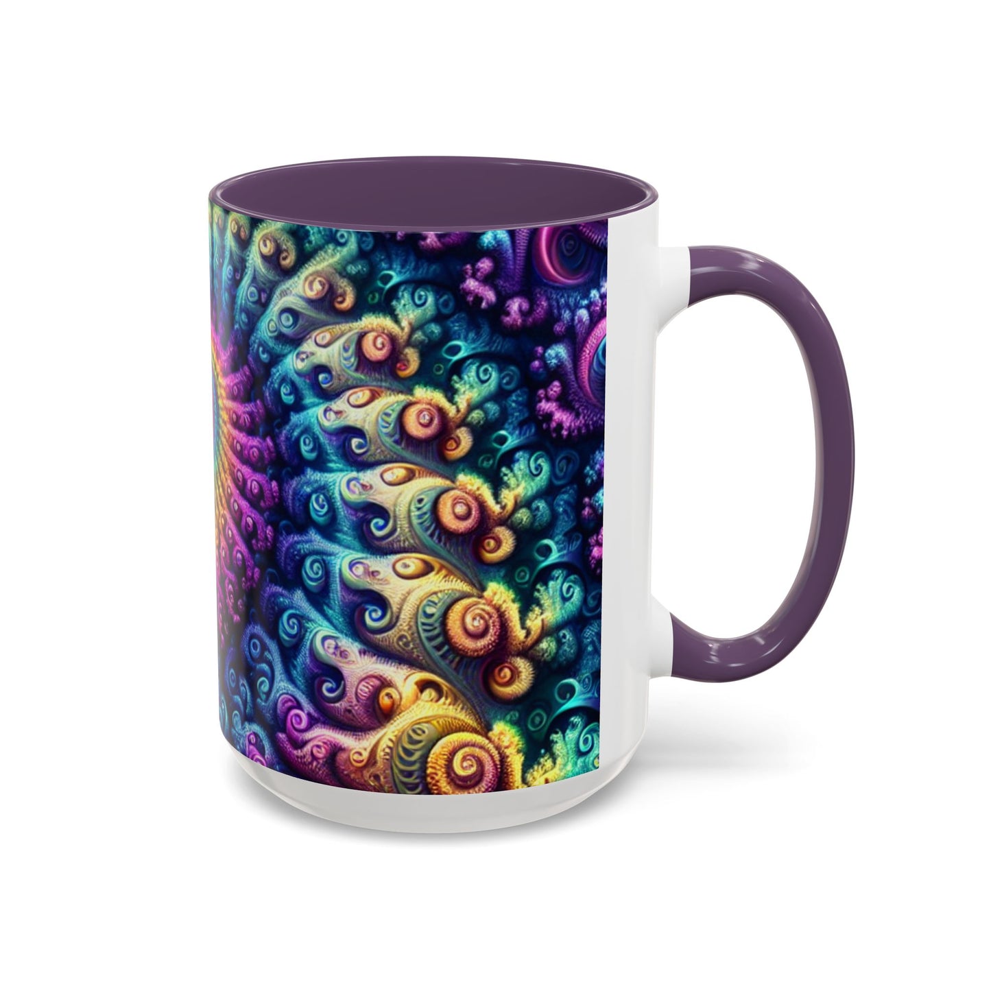 Colorful Spiral Accent Coffee Mug - 11 & 15oz - Ideal for Home & Gifts