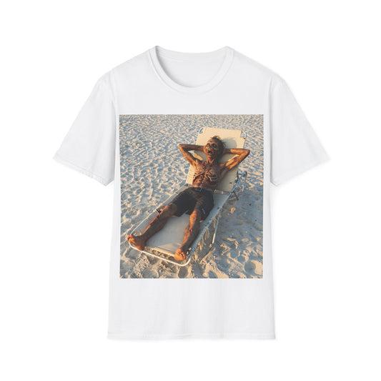 UK - Relaxing Beach Apocalyptic Portrait Tee, bold, decaying zombie graphic