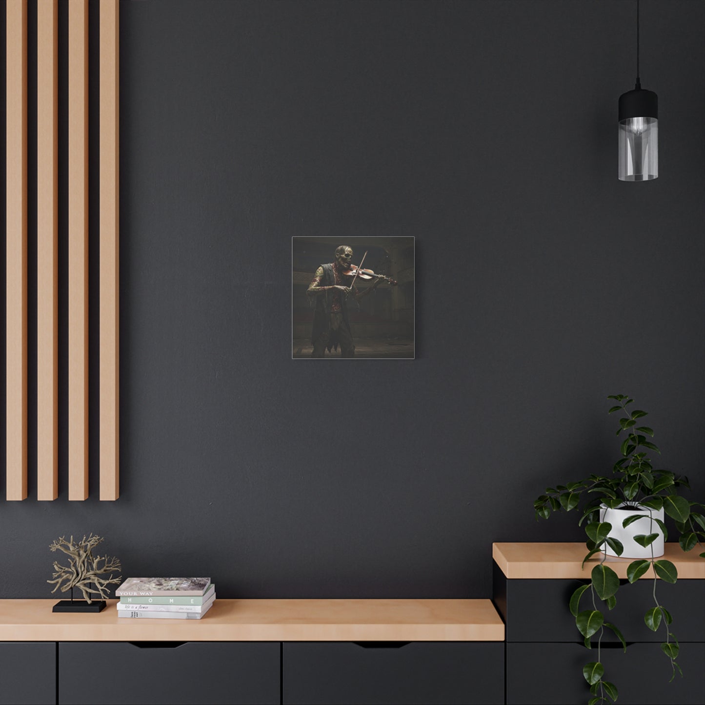 Zombie Violinist Canvas Wall Art - Spooky Home Decor for Halloween