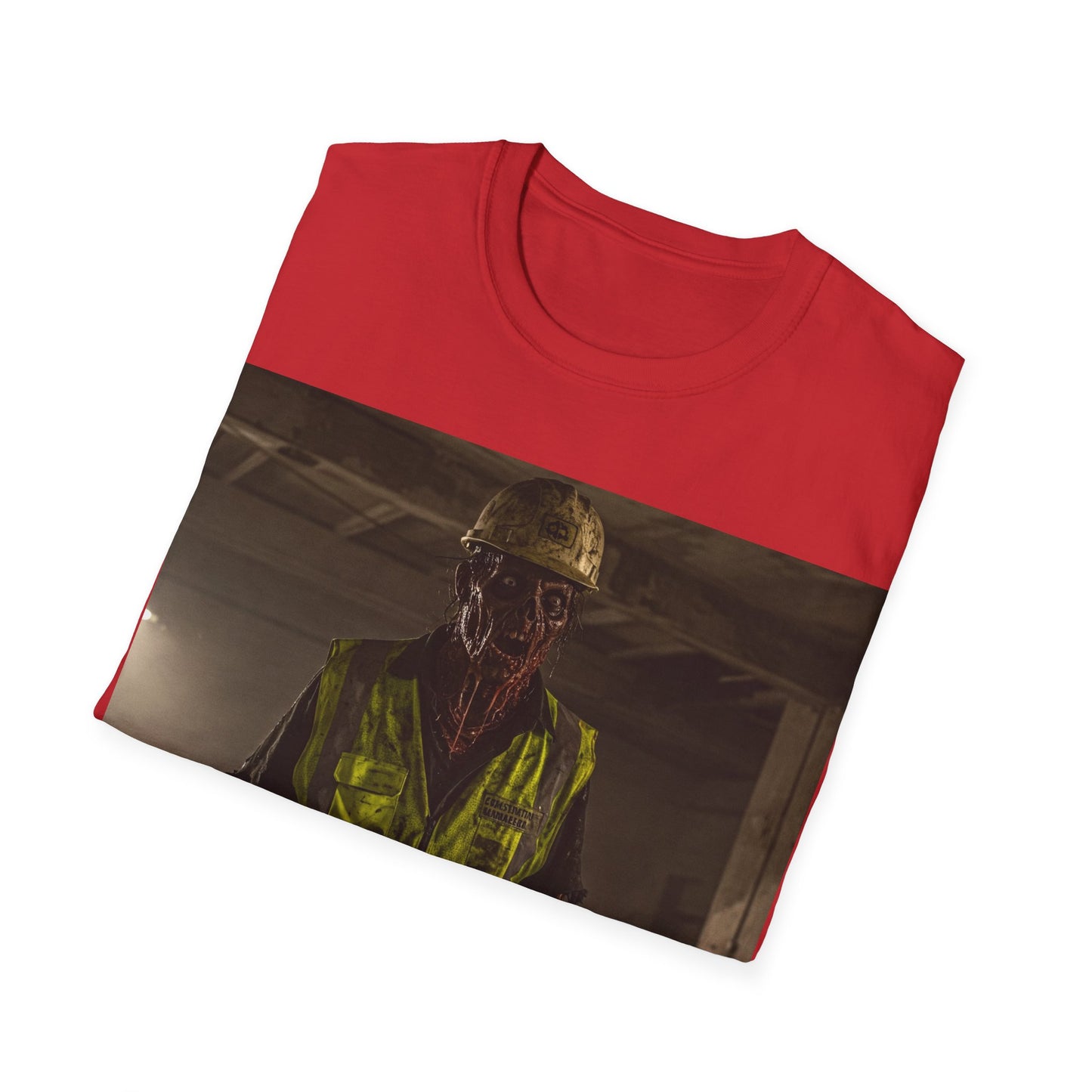 UK - Horror Themed Unisex Softstyle T-Shirt - Creepy Construction Design