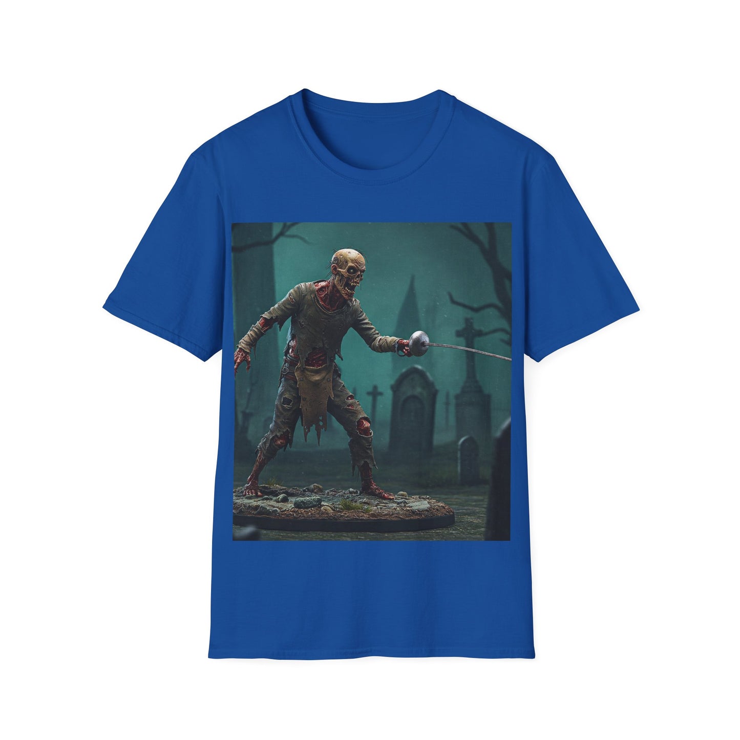 UK - Zombie Swordsman Unisex Softstyle T-Shirt - Perfect for Halloween & Horror Fans