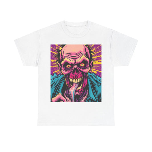 UK - Vintage Skull Graphic Unisex Heavy Cotton Tee - Perfect for Halloween and Horror Enthusiasts