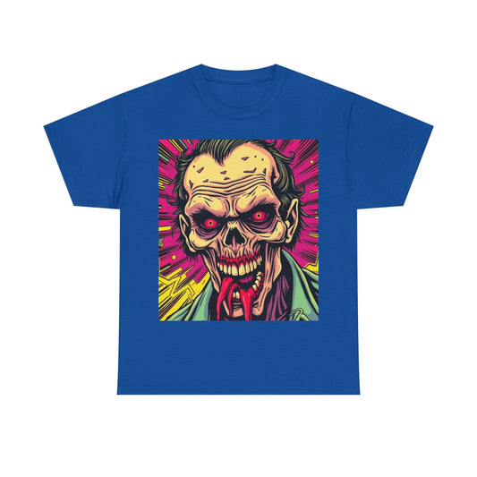 UK - Retro Zombie Graphic Unisex Heavy Cotton Tee - Perfect for Halloween and Horror Fans