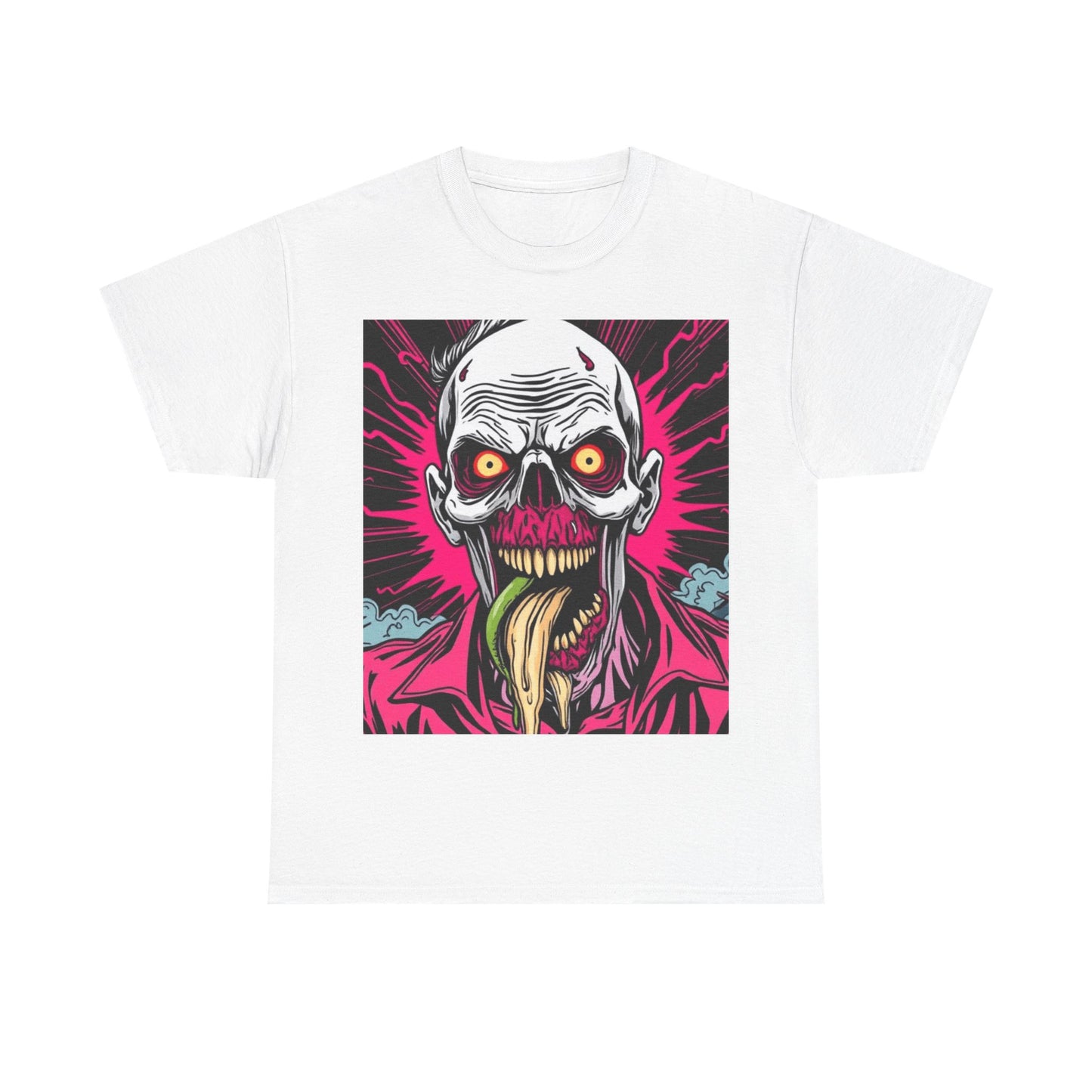 UK - Unisex Heavy Cotton Tee - Spooky Skull Art Graphic Tee