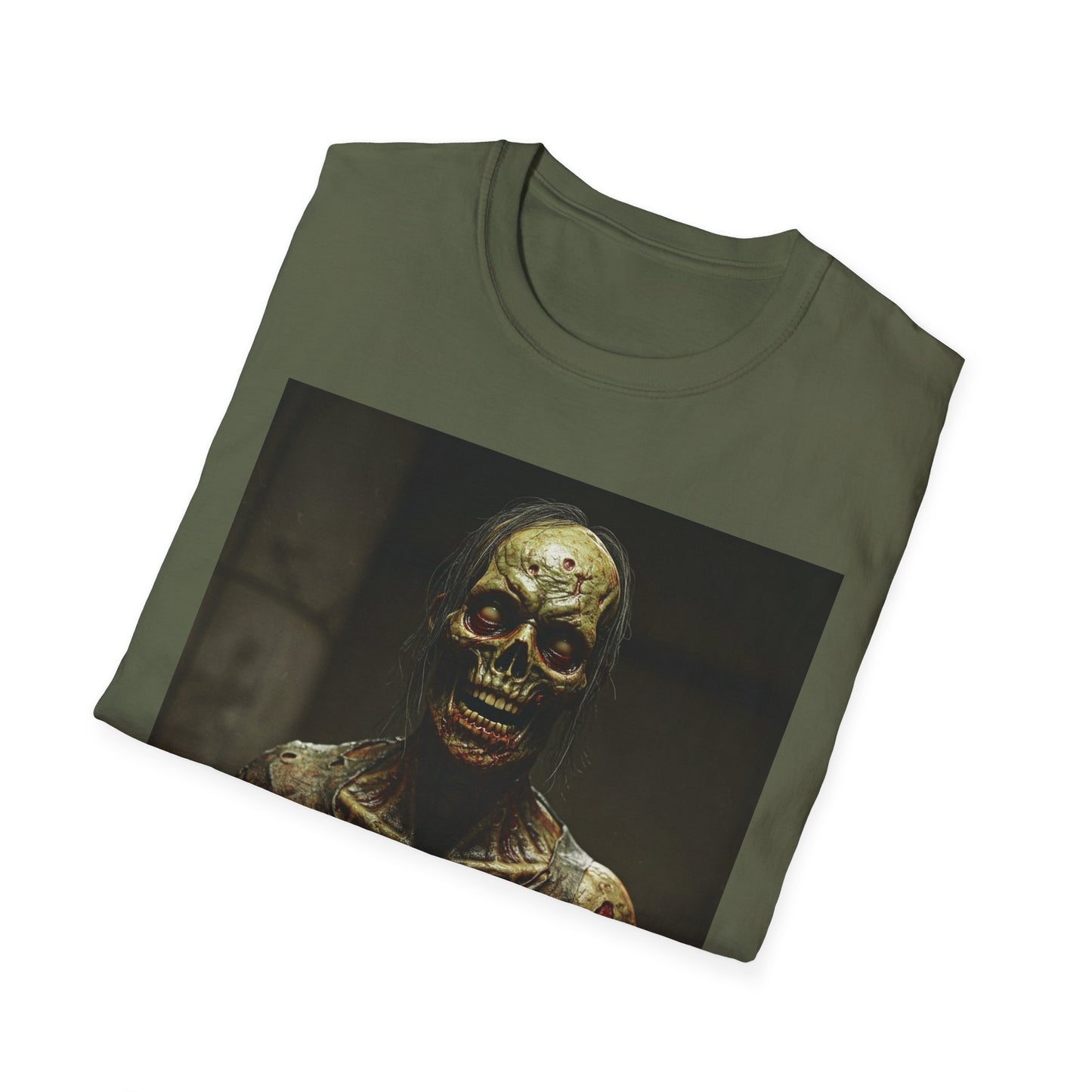 Creepy Horror-Themed Unisex Softstyle T-Shirt for Halloween
