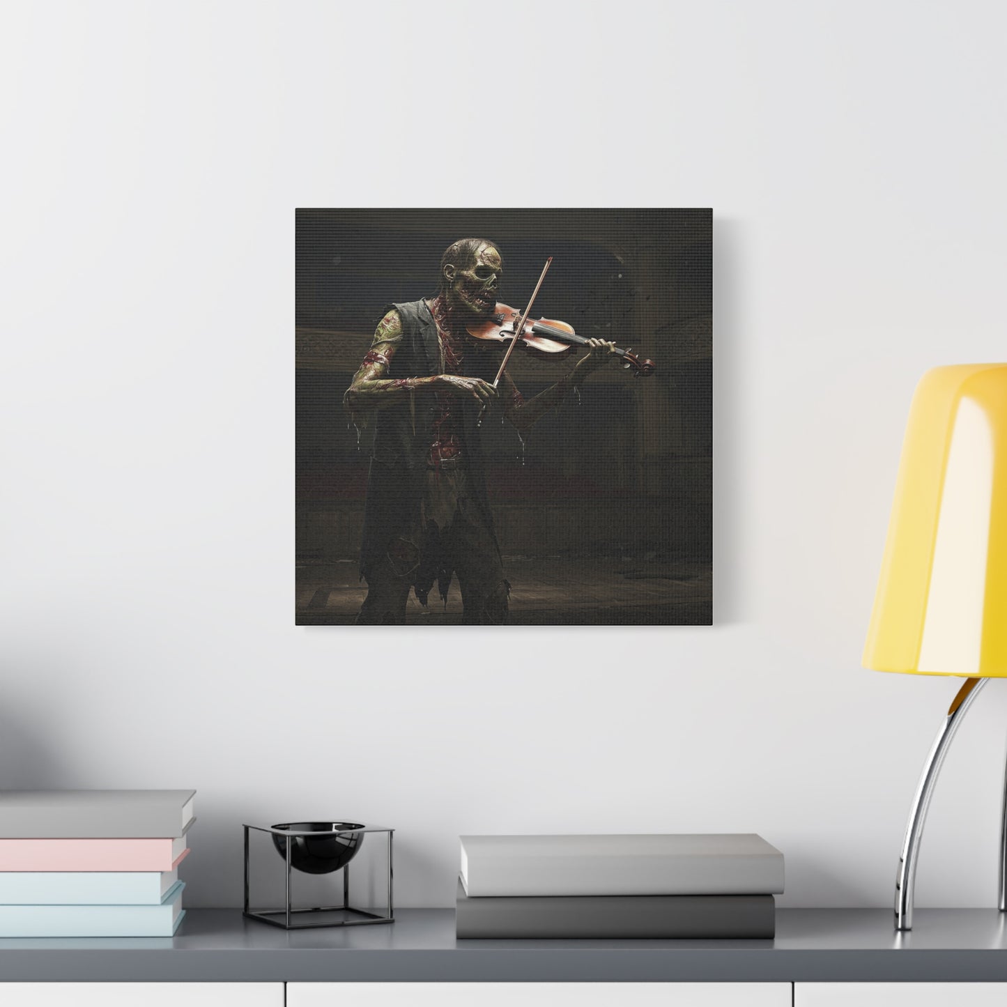 Zombie Violinist Canvas Wall Art - Spooky Home Decor for Halloween