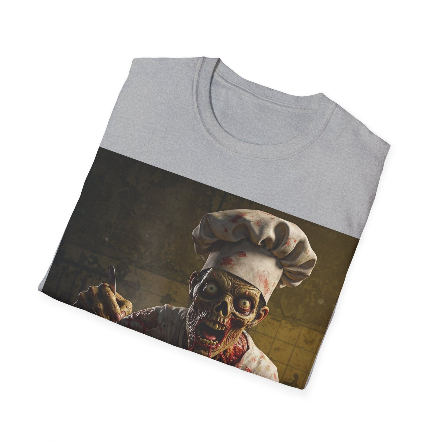 UK - Zombie Chef Apocalyptic Portrait Tee, bold, decaying zombie graphic