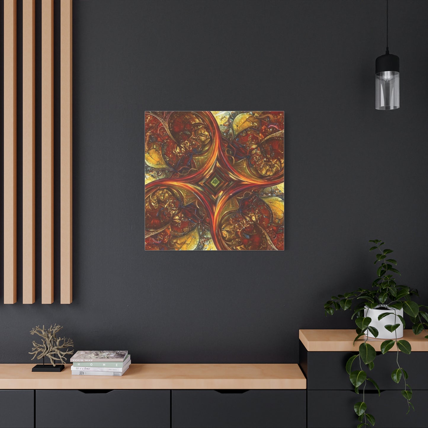 Abstract Art Matte Canvas Wall Decor - Vibrant Fractal Design, Colorful Home Accent