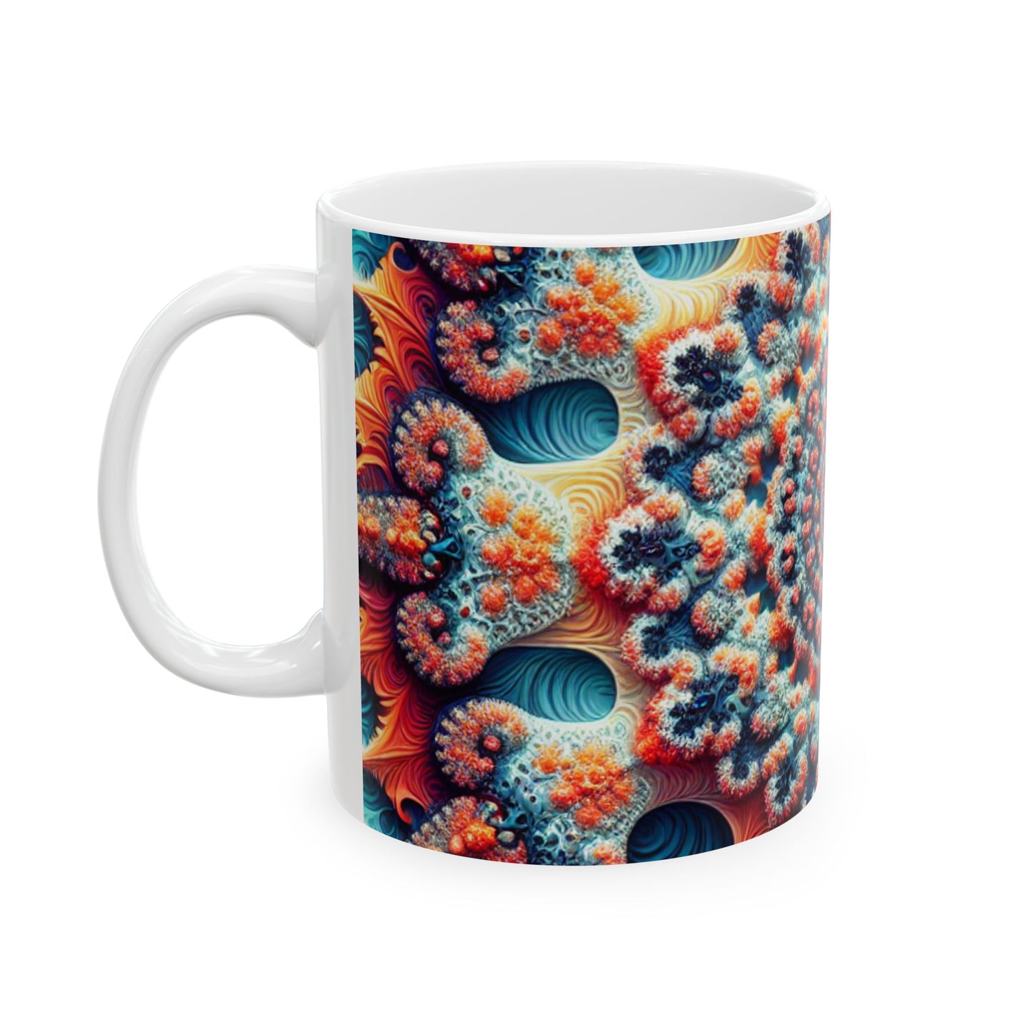 Vibrant Mandala Ceramic Mug - Colorful 11oz & 15oz Coffee Cup for Mandala Lovers